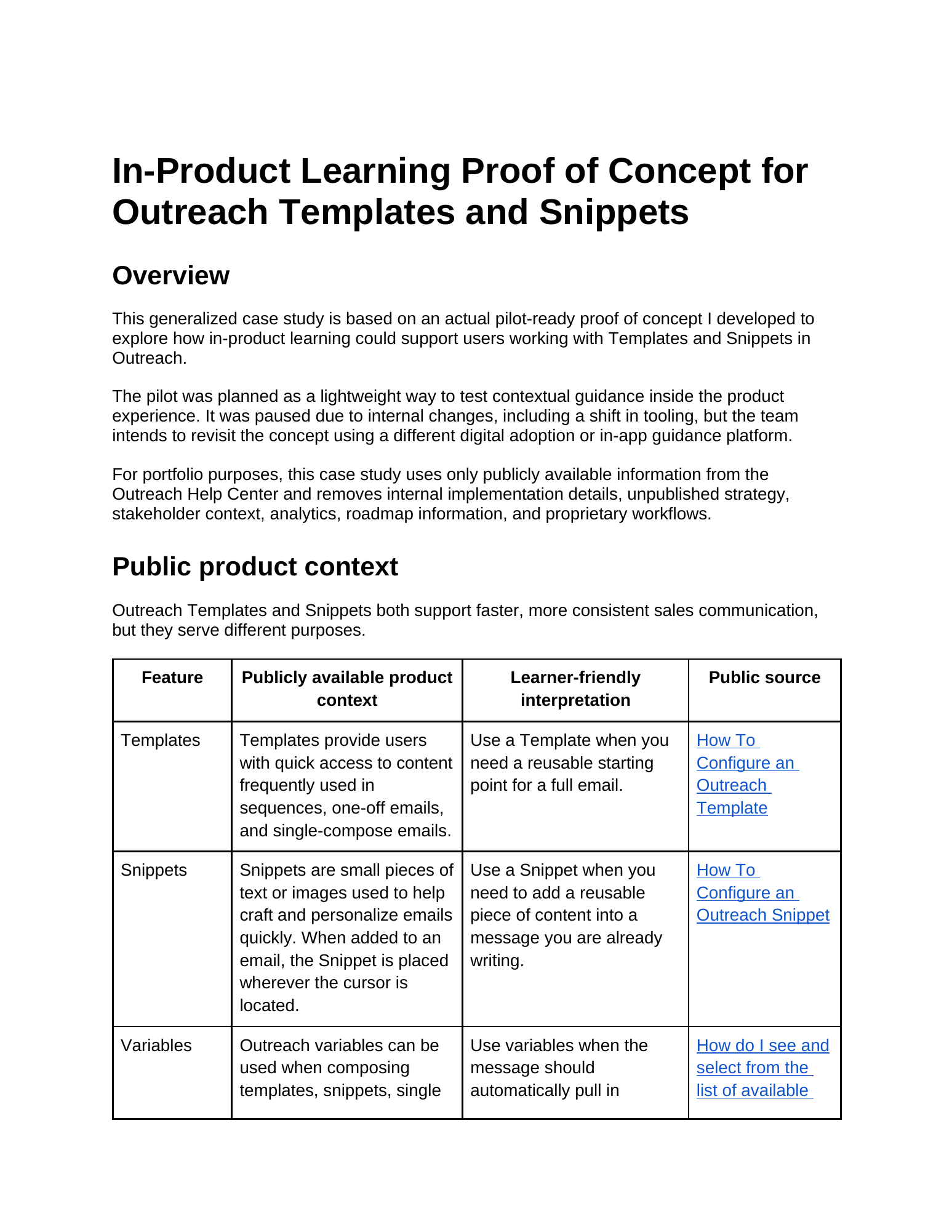 Outreach Templates and Snippets Proof of Concept preview 1